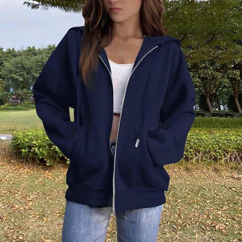 Zip Up Hoodie Women 2025 Fashion Oversized Womens Sweatshirt Casual Fall Jackets With Pockets Winter Clothes in Saudi Arabia