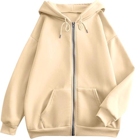 Zip Up Hoodie Women 2025 الموضة ذات الحجم الكبير للبلوزات من النوع الثقيل للسترات غير الرسمية مع الجيوب الشتوية ملابس شتوية in Kuwait