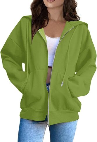 Zip Up Hoodie Women 2025 الموضة ذات الحجم الكبير للبلوزات من النوع الثقيل للسترات غير الرسمية مع الجيوب الشتوية ملابس شتوية in Kuwait