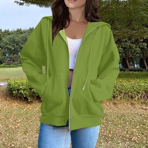 Zip Up Hoodie Women 2025 الموضة ذات الحجم الكبير للبلوزات من النوع الثقيل للسترات غير الرسمية مع الجيوب الشتوية ملابس شتوية in Kuwait