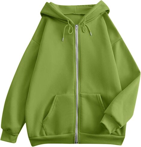Zip Up Hoodie Women 2025 الموضة ذات الحجم الكبير للبلوزات من النوع الثقيل للسترات غير الرسمية مع الجيوب الشتوية ملابس شتوية in Kuwait