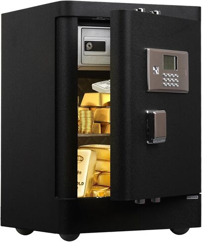 [0.66 قدم] صندوق آمن منزلي، خزائن خزانة للمنزل، آمن للمستندات مع لوحة مفاتيح إلكترونية للتركيب على الحائط أو الأرضية، صندوق أمان شخصي مع رف قابل للإزالة للأعمال المكتبية والفندقية، 0.66 قدم in Kuwait