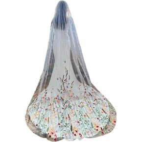 حجاب الزفاف الحافة الزهرية الملونة مع مشط ، حجاب الزفاف الطويل للعرائس باللون الأبيض والفتيات في الحديقة السرية in Kuwait