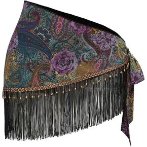 Women's Boho Vintage Floral Mini Skirt Hippie Fringe Knot Side Western Cowgirl Asymmetrical Skirts in Kuwait