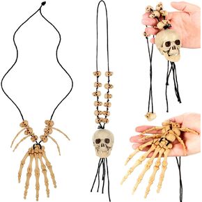 Hicarer 4 قطع هالوين جمجمة عظمية عظمية العظم قلادة قلادة قلادة الهيكل العظمي Head Head Bone Charm Cosplay Fancy Party Halloween Jewelry Assume Fant Dress for Women Men in Saudi Arabia