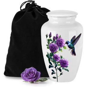 Abooxiu 10 Inches Cremation Urns for Human Ashes Adult Male Female, Ceramic Keepsake Urn Hummingbird Decorative Burial Urn Memorial Funeral Ashes Keepsake - Up to 200 lbs in Saudi Arabia
