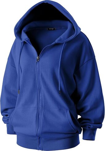 GIVON Women's Oversized Zip Up Hoodie Lightweight Thin Long Sleeve Hooded Sweatshirt with Pockets in Kuwait