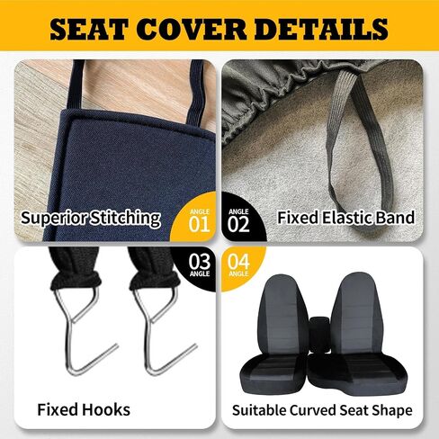 Front Driver Passenger Side Seat Covers for 60/40 Seats Compatible with Ranger 1998 1999 2000 2001 2002 2003 Cotton blk-Charcoal Seat Cover in Saudi Arabia