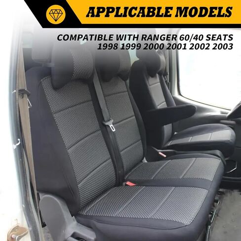 Front Driver Passenger Side Seat Covers for 60/40 Seats Compatible with Ranger 1998 1999 2000 2001 2002 2003 Cotton blk-Charcoal Seat Cover in Saudi Arabia