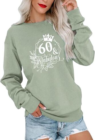 60 & Fabulous 60th Birthday Gifts Women Graphic Sweatshirt Long Sleeve Party Shirts in Saudi Arabia