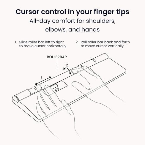 Contour Design Roller Mouse Pro - ماوس لاسلكي مريح لأجهزة الكمبيوتر المحمول والكمبيوتر المكتبي مع أزرار قابلة للبرمجة، تصميم عادي وتركيب التوصيل والتشغيل - متوافق مع أجهزة Mac والكمبيوتر الشخصي (جلد نباتي) in Kuwait