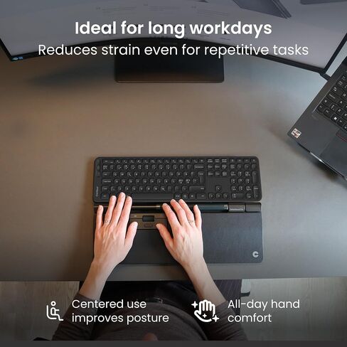 Contour Design Roller Mouse Pro - ماوس لاسلكي مريح لأجهزة الكمبيوتر المحمول والكمبيوتر المكتبي مع أزرار قابلة للبرمجة، تصميم عادي وتركيب التوصيل والتشغيل - متوافق مع أجهزة Mac والكمبيوتر الشخصي (جلد نباتي) in Kuwait