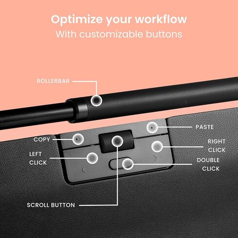 Contour RollerMouse Pro Ergonomic Central Rollerbar Design for Neck, Shoulder & Wrist Pain Relief, 6 Programmable Buttons, 600-2800 DPI, Productivity Plug & Play Mac & PC - Wired - Slim in Kuwait