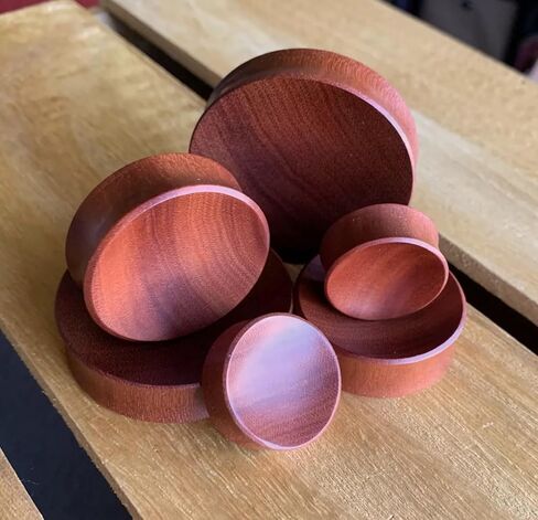 PAIR of Unique Concave Sawo Wood Organic Plugs - Gauges - Large Sizes Body Jewelry in Saudi Arabia