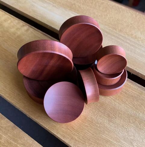 PAIR of Unique Concave Sawo Wood Organic Plugs - Gauges - Large Sizes Body Jewelry in Saudi Arabia