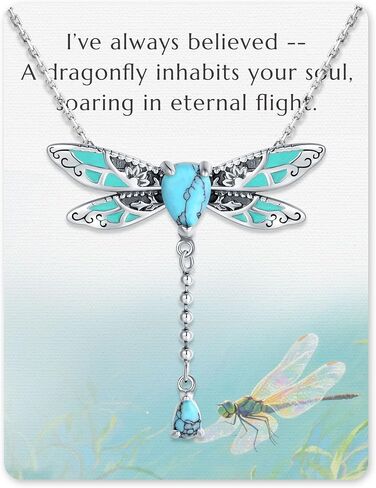 925-STERLING-SILVER الفيروز اليعسوب/الطائر الطنان/البوصلة/المرساة/الفراشة/الصليب/لوتس قلادات عتيقة بوهو قلادة هدايا عيد ميلاد فيكتوري للنساء in Kuwait