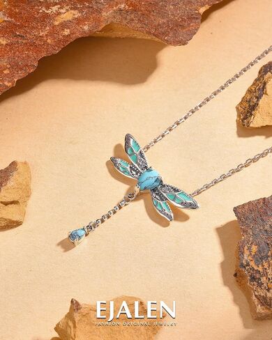 925-STERLING-SILVER الفيروز اليعسوب/الطائر الطنان/البوصلة/المرساة/الفراشة/الصليب/لوتس قلادات عتيقة بوهو قلادة هدايا عيد ميلاد فيكتوري للنساء in Kuwait
