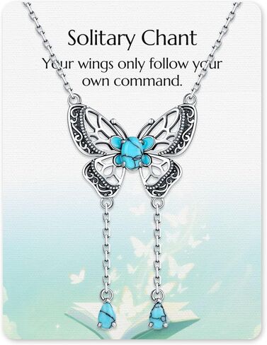 925-STERLING-SILVER الفيروز اليعسوب/الطائر الطنان/البوصلة/المرساة/الفراشة/الصليب/لوتس قلادات عتيقة بوهو قلادة هدايا عيد ميلاد فيكتوري للنساء in Kuwait