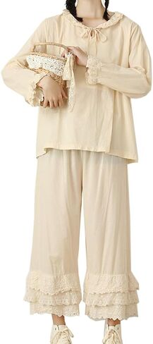 Pettipants القطن الفيكتوري للنساء-33 "Bloomers بطول العجل مع تقليم الدانتيل ، الخصر المرن 24-40" (6 ألوان) in Kuwait
