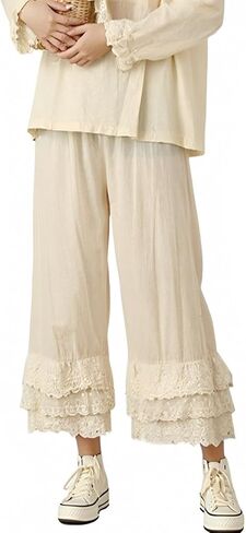 Pettipants القطن الفيكتوري للنساء-33 "Bloomers بطول العجل مع تقليم الدانتيل ، الخصر المرن 24-40" (6 ألوان) in Kuwait