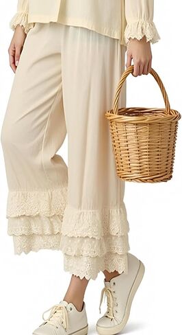 Pettipants القطن الفيكتوري للنساء-33 "Bloomers بطول العجل مع تقليم الدانتيل ، الخصر المرن 24-40" (6 ألوان) in Kuwait