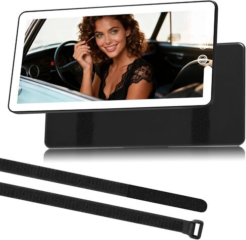 Car Vanity Mirror with Lights 10-Inch Big Surface, Quick-Release & Quick-Install Design, Easy for Women to Set Up, Suitable for Car, Truck and SUV, Black in Saudi Arabia