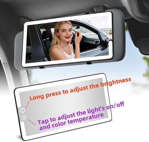 Car Vanity Mirror with Lights 10-Inch Big Surface, Quick-Release & Quick-Install Design, Easy for Women to Set Up, Suitable for Car, Truck and SUV, Black in Saudi Arabia