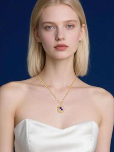 14K GOLD MOON و Star Necklace Gifts for Women - Double Heart Birthstone Necklace ، Wedding Anniversary Homings for Home Mom Mom Momnma Sister Sister in Kuwait
