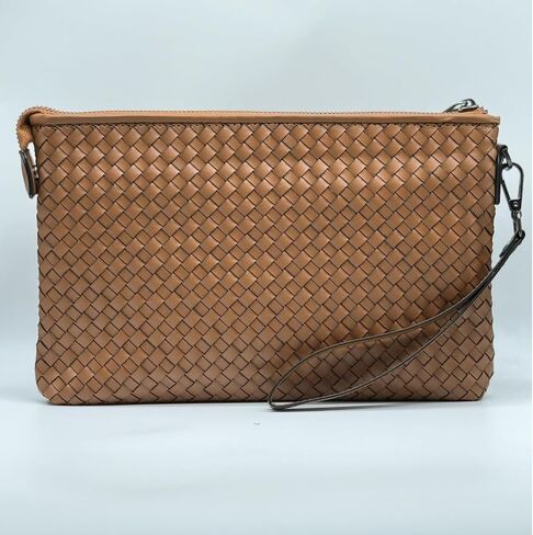 GHUHUALXTide Men's Bag Receiving Clutch Black Leather Woven Men's Handbag Soft Leather Envelope Bag Business Fashion Cowhide Clutch Bag Horizontal Male in Saudi Arabia