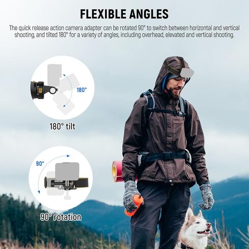 حامل حزام الرأس من NEEWER لكاميرا الحركة، حزام رأس مغناطيسي سريع الفك مثبت على الرأس متوافق مع GoPro Hero 12 11 10 9 8 DJI Osmo Insta360 لـ POV Video Vlog Live، GP20 in Kuwait