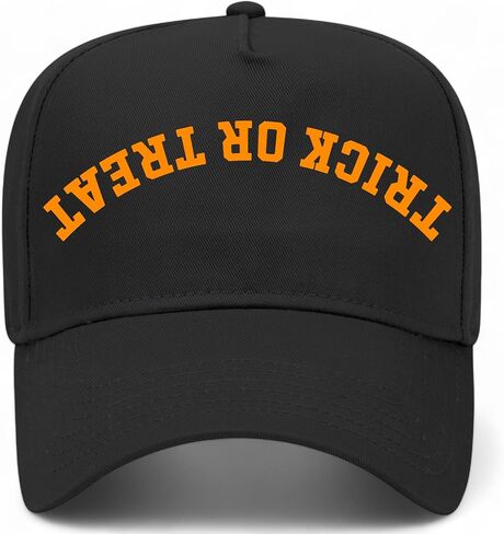 Trick Or Treat Upside Down Reversed Vintage Trucker Hat | Halloween | Premium Snapback Baseball Hat for Men & Women in Saudi Arabia