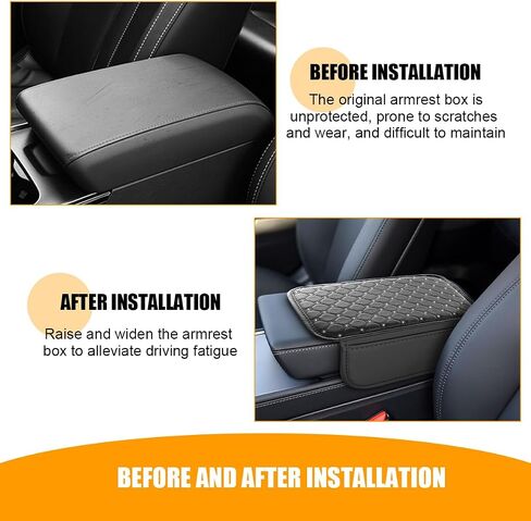 Bling Car Center Console Cover, Leather Crystal Rhinestone Vehicle Armrest Cushion Pad with Side Storage Bags, Scratch Resistant Auto Middle Console Protection Mat, Universal Fit (Black) in Saudi Arabia