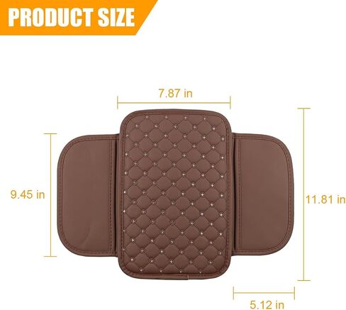 Bling Car Center Console Cover, Leather Crystal Rhinestone Vehicle Armrest Cushion Pad with Side Storage Bags, Scratch Resistant Auto Middle Console Protection Mat, Universal Fit (Black) in Saudi Arabia