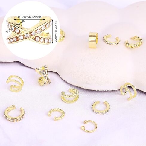 12pcs أصفاد أذن غير محفوظة ، مقطع ذهبي على أقراط قابلة للتعديل من سبيكة غضروف عصرية زينة جماعة للنساء in Kuwait
