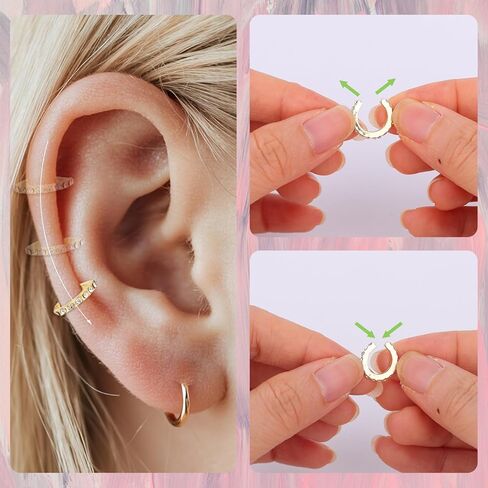 12pcs أصفاد أذن غير محفوظة ، مقطع ذهبي على أقراط قابلة للتعديل من سبيكة غضروف عصرية زينة جماعة للنساء in Kuwait