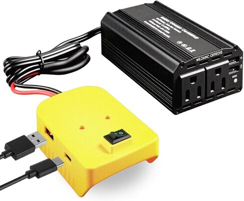 300W محمولة العاكس الطاقة المتوافقة مع ميلووكي ، DC 18V/20V إلى AC 110V-120V ، محولات الطاقة مع 3 منافذ USB 1 من النوع C 2 AC ، محطة طاقة محمولة للمركبات التخييم رحلة الطريق in Kuwait