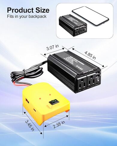 300W محمولة العاكس الطاقة المتوافقة مع ميلووكي ، DC 18V/20V إلى AC 110V-120V ، محولات الطاقة مع 3 منافذ USB 1 من النوع C 2 AC ، محطة طاقة محمولة للمركبات التخييم رحلة الطريق in Kuwait