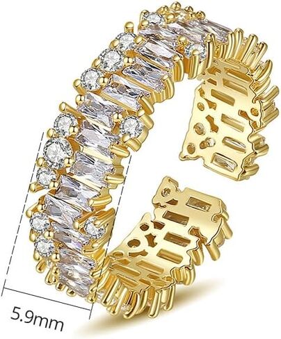 Double Row-Color Brilliant VVS1 Moissanite Band Band Ring For Women ، Facking 14k Gold Open Ring ، اختيار أنيق للمشاركة in Kuwait