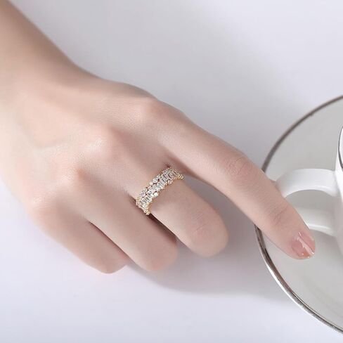Double Row-Color Brilliant VVS1 Moissanite Band Band Ring For Women ، Facking 14k Gold Open Ring ، اختيار أنيق للمشاركة in Kuwait