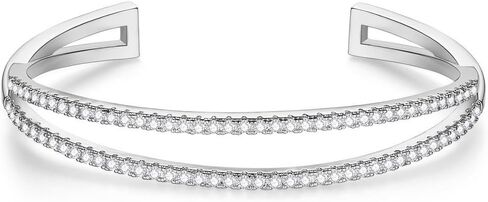 سوار Moissanite ذو الطبقة المزدوجة الذهب 14K ، على غرار الصديق للركاب ، مشروب مفتوح قابل للتعديل in Saudi Arabia