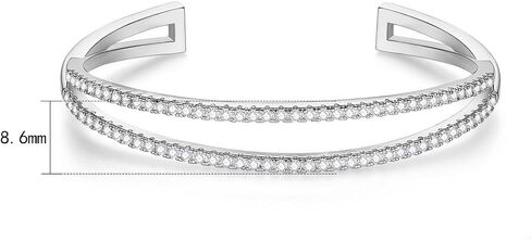 سوار Moissanite ذو الطبقة المزدوجة الذهب 14K ، على غرار الصديق للركاب ، مشروب مفتوح قابل للتعديل in Saudi Arabia
