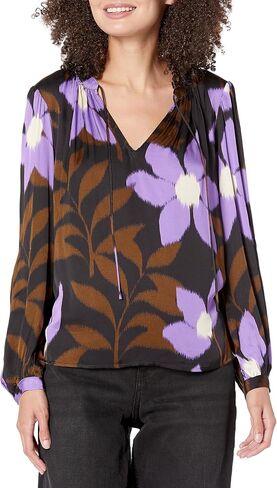 Velvet by Graham & Spencer Womens ISRA Printed Satin Blouse in Saudi Arabia