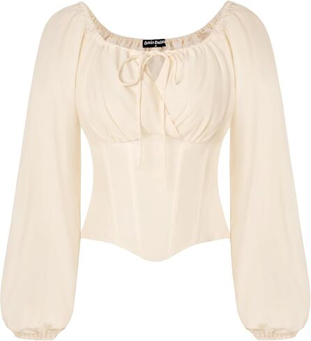 Scarlet Darkness Corset Tops for Women Elastic Neckline Renaissance Shirt Peasant Blouse in Saudi Arabia