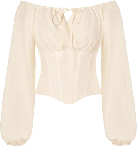 Scarlet Darkness Corset Tops for Women Elastic Neckline Renaissance Shirt Peasant Blouse in Saudi Arabia