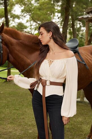 Scarlet Darkness Corset Tops for Women Elastic Neckline Renaissance Shirt Peasant Blouse in Saudi Arabia