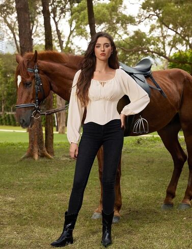Scarlet Darkness Corset Tops for Women Elastic Neckline Renaissance Shirt Peasant Blouse in Saudi Arabia