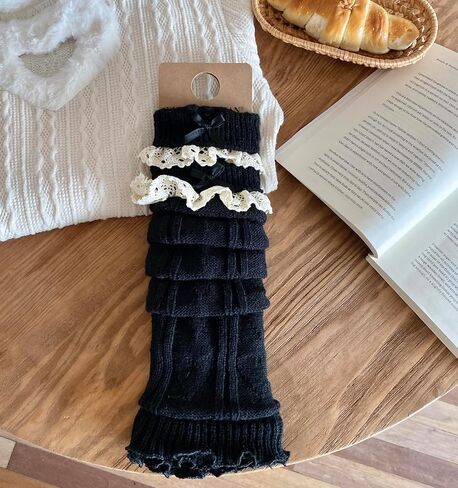 SherryDC Girl's Cute Y2K Leg Warmers Knit Lolita Kawaii Lace Trim Knee High Leg Sleeve Socks Women in Saudi Arabia