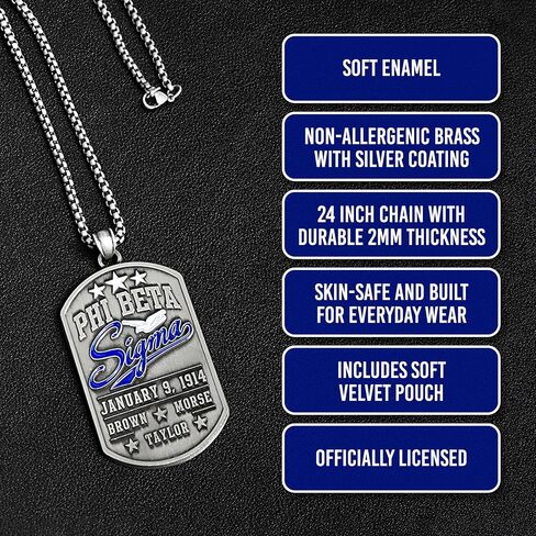 Bad Bananas BBGreek Phi Beta Sigma Paraphernalia - قلادة على شكل علامة الكلب مع سلسلة حبل بطول 24 بوصة - إكسسوارات هدايا الأخوة للرجال - مرخصة رسميًا in Kuwait