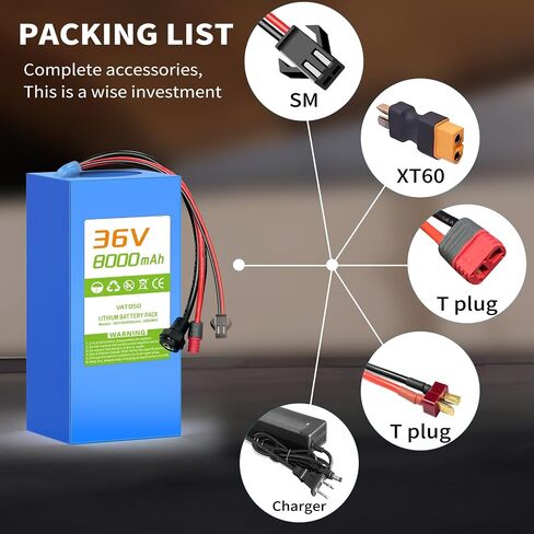 36V Lithium Battery Pack 8Ah/10Ah, Built-in 25A BMS, XT60 SM Connector, w/ 2A Charger, Compatible with Jetson Bolt pro and 36V DC 100W-600W Power Systems DIY Projects (36V 8Ah) in Saudi Arabia