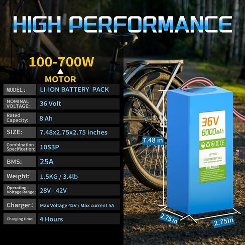 36V Lithium Battery Pack 8Ah/10Ah, Built-in 25A BMS, XT60 SM Connector, w/ 2A Charger, Compatible with Jetson Bolt pro and 36V DC 100W-600W Power Systems DIY Projects (36V 8Ah) in Saudi Arabia